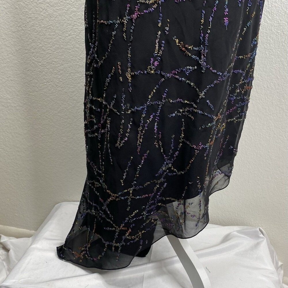 Rue De La Paix Dress Women's Black Sz 30 M Rainbow Beaded Asymmetrical Hem Fairy - Picture 8 of 16